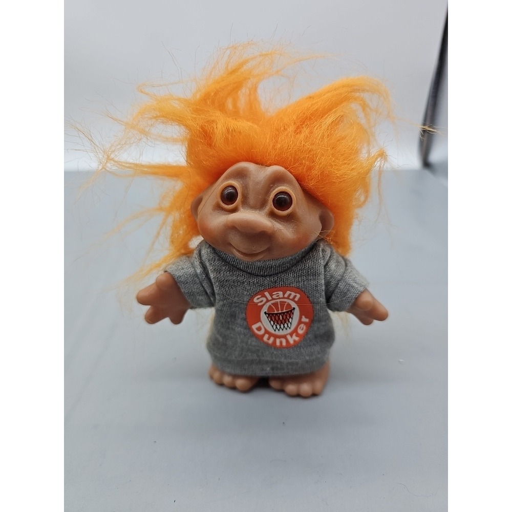 Vintage Troll Doll 5" Dam 1986 Basketball "Slam Dunker" Orange Hair